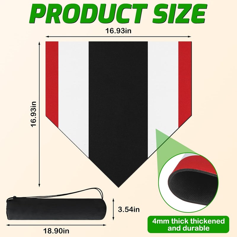 TRINKA Baseball & Softball Home Plate, 17 Inch Colored Portable Baseball Zone Training Home Plate with Carry Bag, Lightweight Non-Slip Rubber Mat Softball Bases Tool for Pitching and Hitting Practice - Image 2